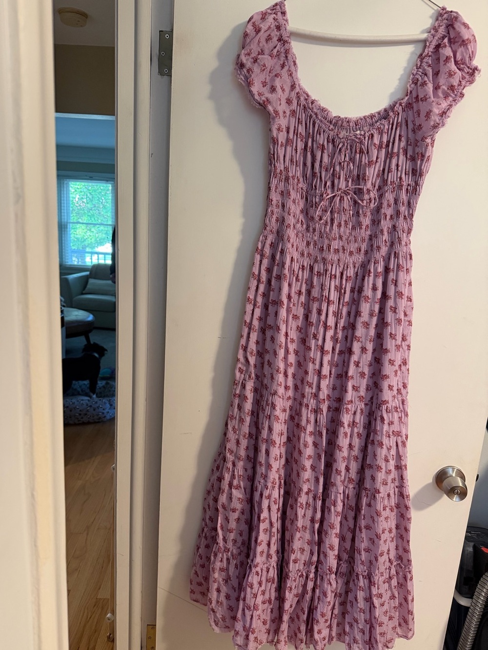 Kimchi Blue Lavender Pink Smocked Maxi Dress